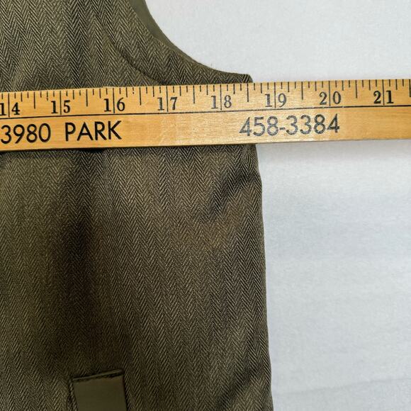 Overland Mens Army Green Polyester Vest Size Small Herringbone Pockets - Picture 6 of 9